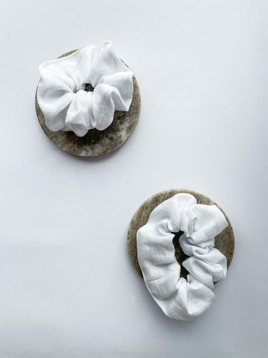 White linen scrunchie