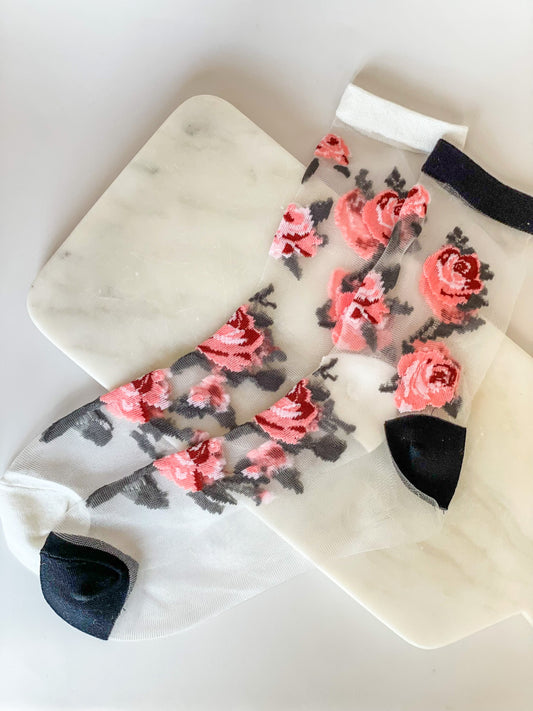Rose mesh socks