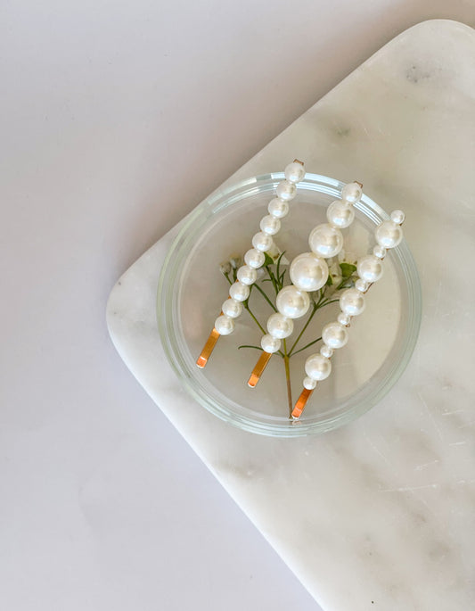 Pearly stripe hair clips