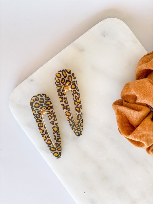 Leopard print hair clips
